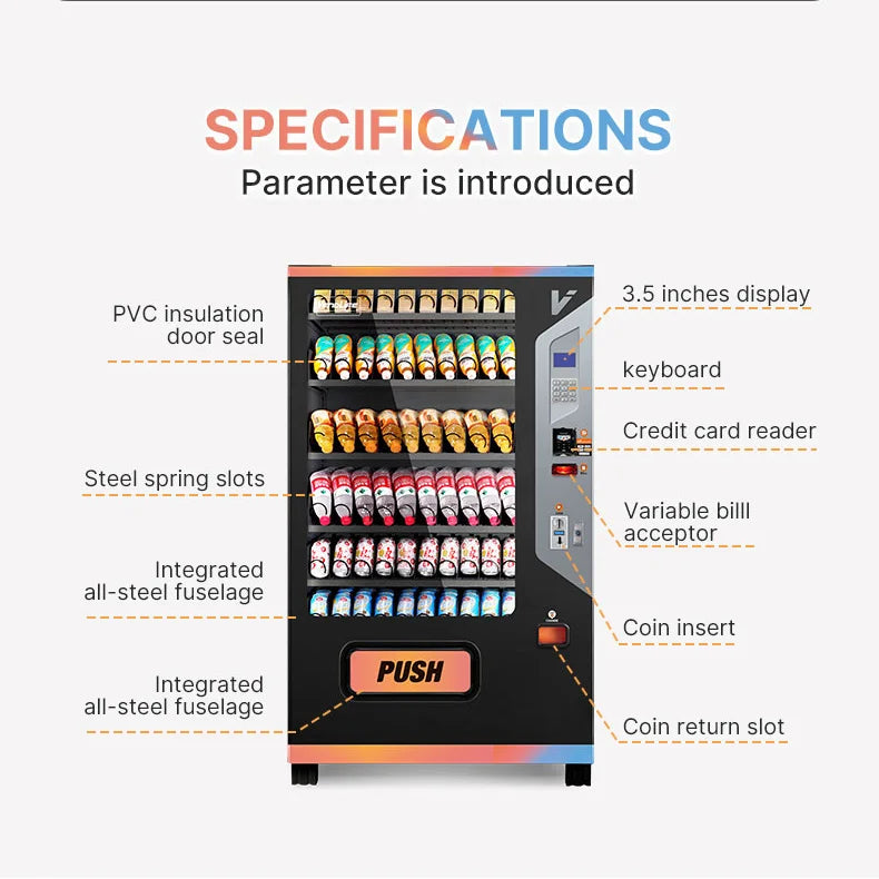 Smart 24H Self Auto Service Customized Bulk Combo Cold Snack Drink Vending Machine Touch Screen Commercial Hotel Vendor Hot Sale