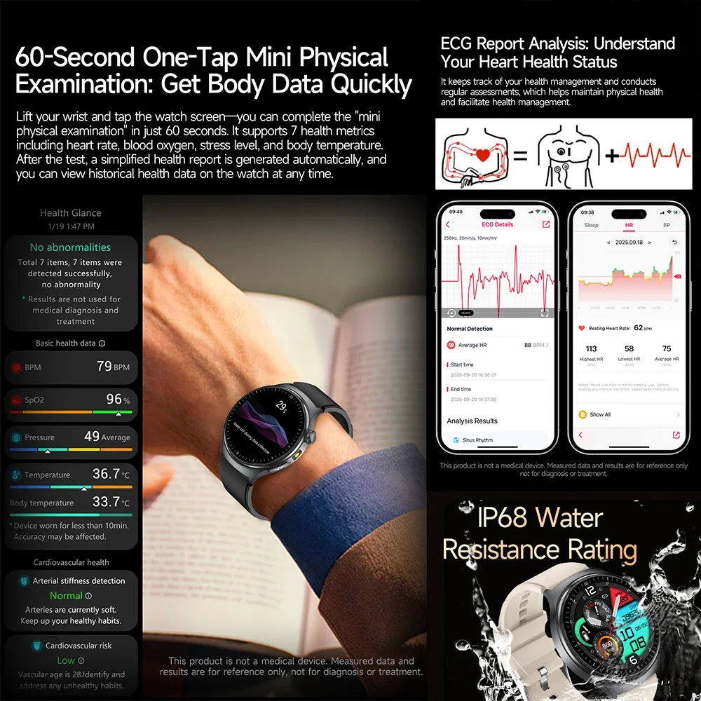 2026 New Nursing Health Laser Cure Blood Pressure Smart Watch Men Heart Rate Pulse Sleep Bluetooth Call Body Monitor Smartwatch