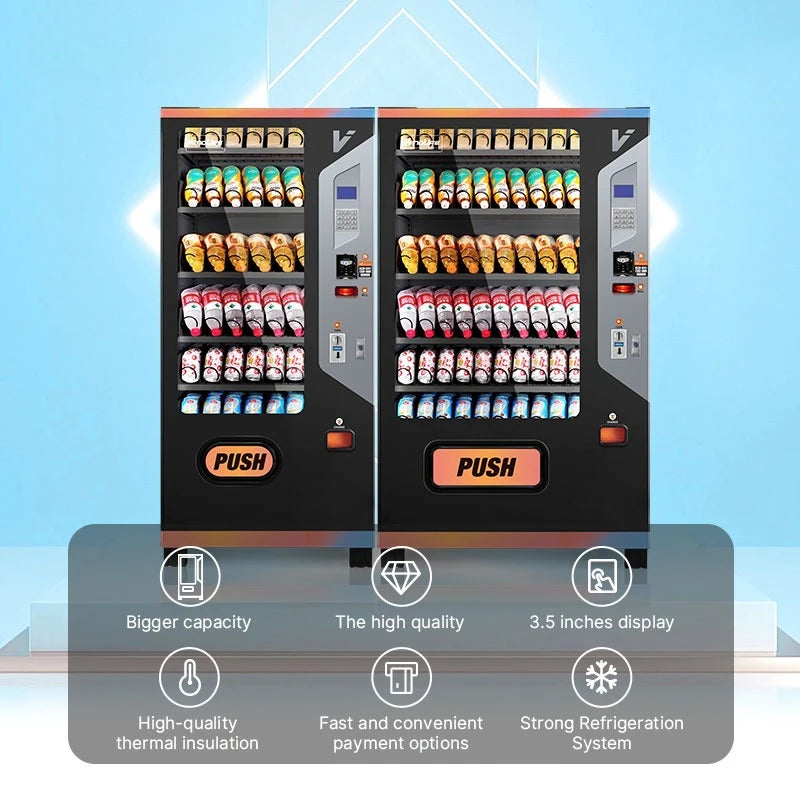 Smart 24H Self Auto Service Customized Bulk Combo Cold Snack Drink Vending Machine Touch Screen Commercial Hotel Vendor Hot Sale