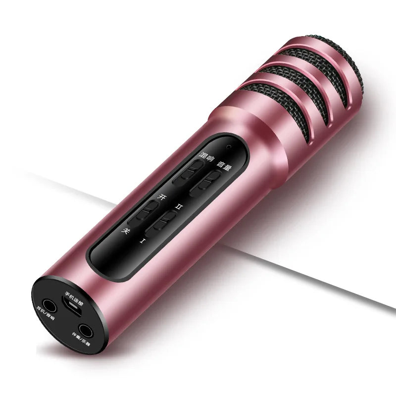 Hot Selling Handhold Professional USB Condenser Microphone Dual Mobile Phone Karaoke Live Singing MIC Built-in Sound Card