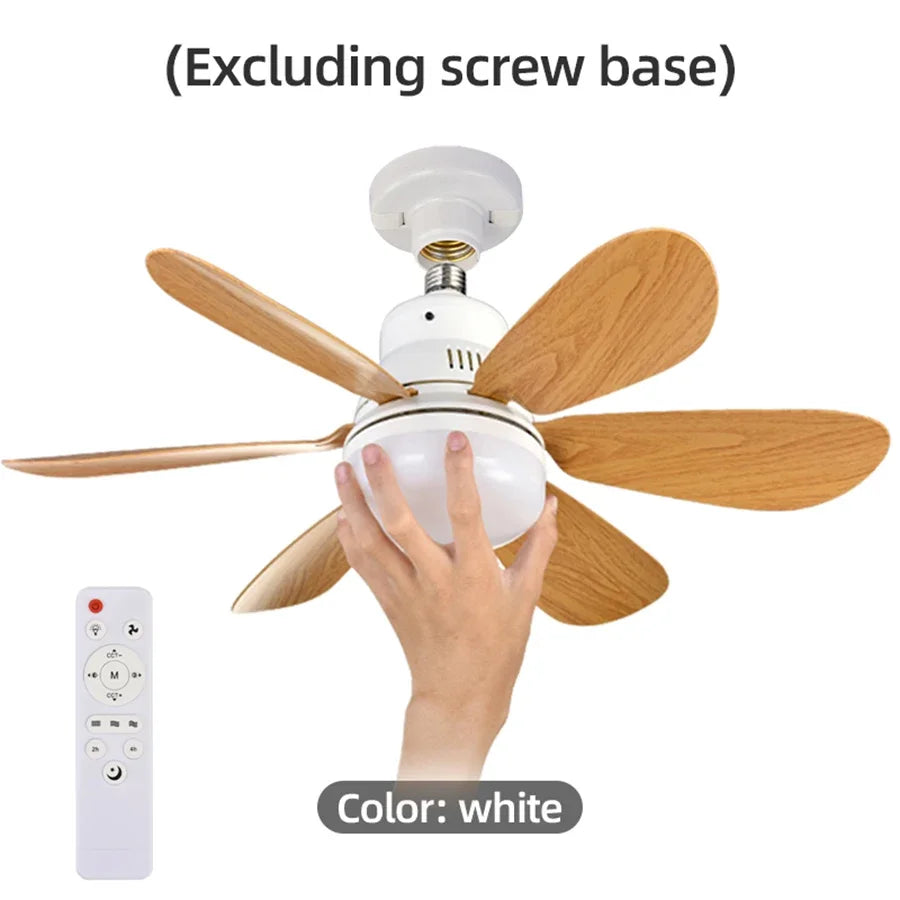Home E26 E27 LED Ceiling Fan Light Wireless Remote Control with Stepless Dimming Night Lights Smart Fan for Room Office Study