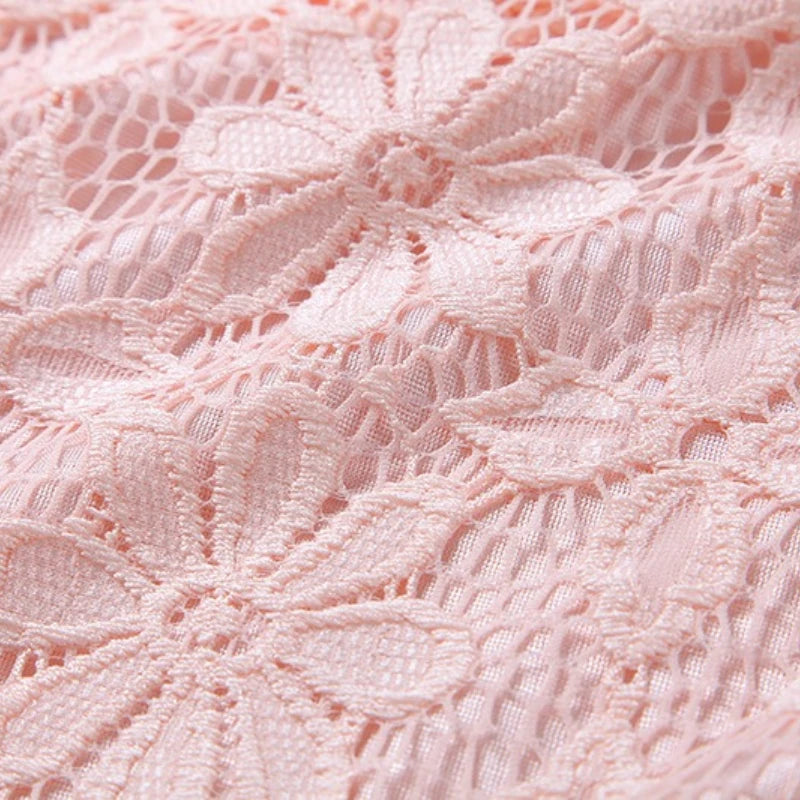 Women's form-fitting long-sleeved lace blouse with a feminine silhouette plus size clothing