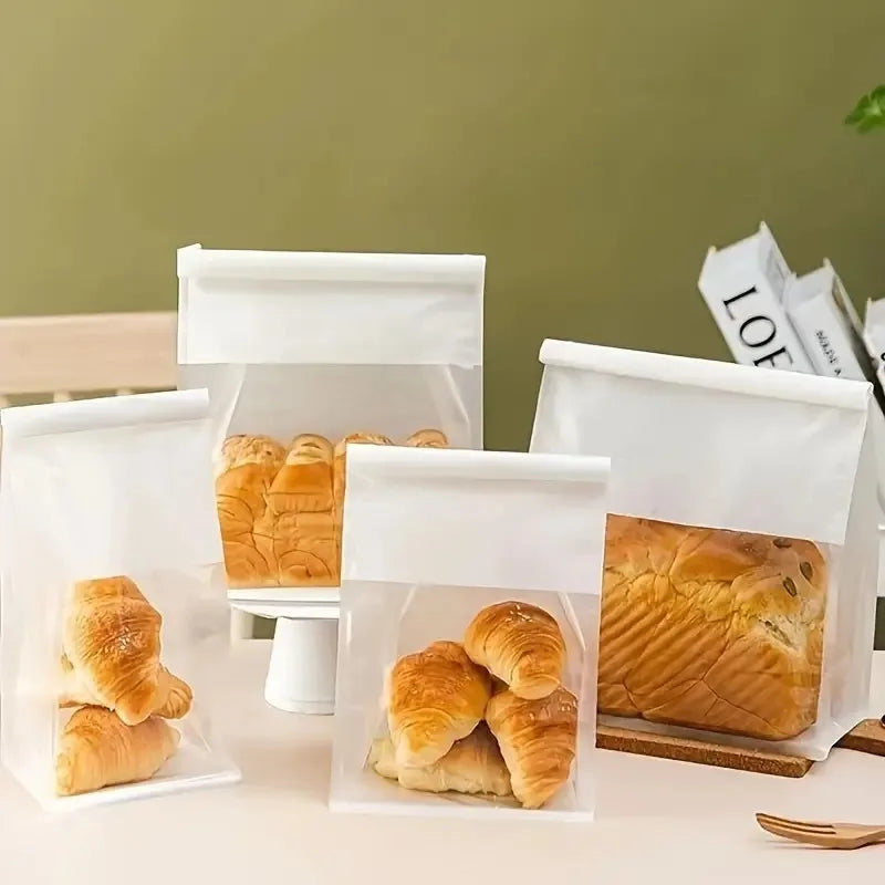 5-50Pcs Toast Bag Wire Rolled Edge Self Sealing Bread Bag Party Baking Transparent Biscuit Cake Bread Toast Oil-proof Packaging