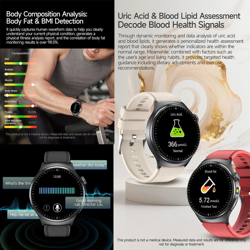 2026 New Nursing Health Laser Cure Blood Pressure Smart Watch Men Heart Rate Pulse Sleep Bluetooth Call Body Monitor Smartwatch
