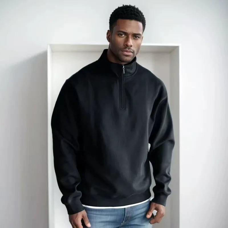 Autumn Men's Quarter Zip Up Sweaters Slim Fit Lightweight Outdoor Mock Neck Pullover Sweaters Half Turtleneck Knitted Streetwear