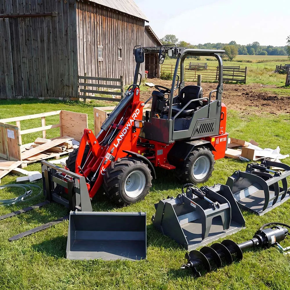 New 4 Wheel Mini Loader Compact Transporter Loader Customized CE Euro 5 Diesel Loader Yard Loader With Bucket Europe Hot Sale