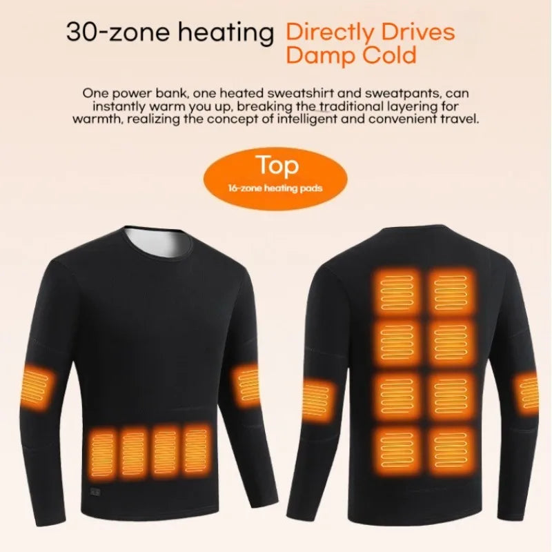 Winter Hot Selling 30 Zone Heating Set USB Warm Wool Jacket for Men and Women, Winter Outdoor Skiing and Hunting Warm Pants