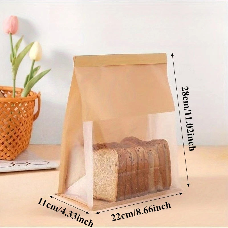 5-50Pcs Toast Bag Wire Rolled Edge Self Sealing Bread Bag Party Baking Transparent Biscuit Cake Bread Toast Oil-proof Packaging
