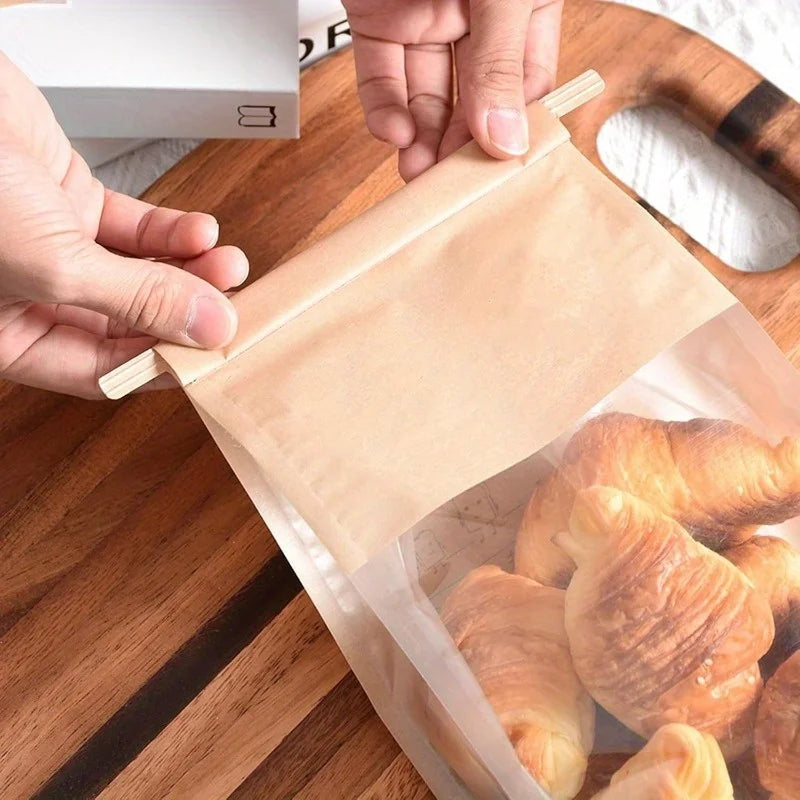5-50Pcs Toast Bag Wire Rolled Edge Self Sealing Bread Bag Party Baking Transparent Biscuit Cake Bread Toast Oil-proof Packaging