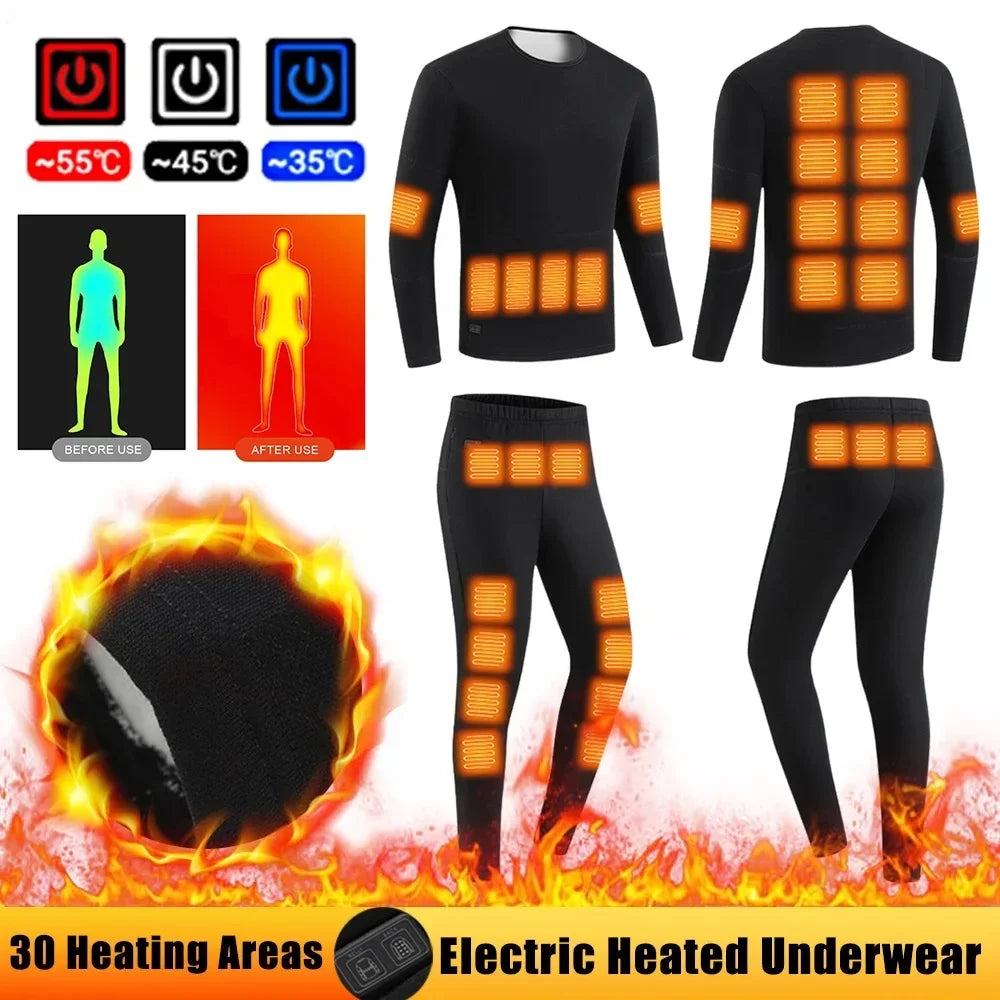 Winter Hot Selling 30 Zone Heating Set USB Warm Wool Jacket for Men and Women, Winter Outdoor Skiing and Hunting Warm Pants